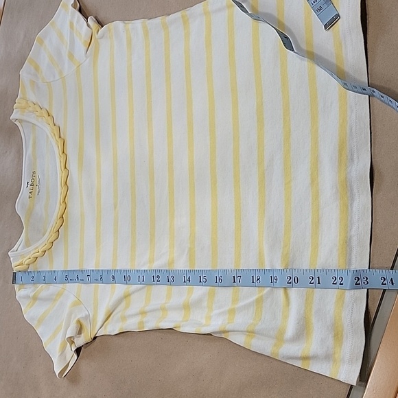 Talbots, Size S Yellow & White Striped Pima Cotton Tee with Braid Accent - Picture 8 of 10